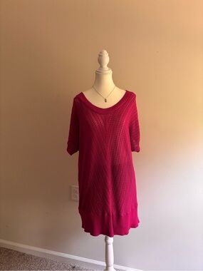 Women's Wet Paint Hot Pink Midi Knit Dress/Cover-up